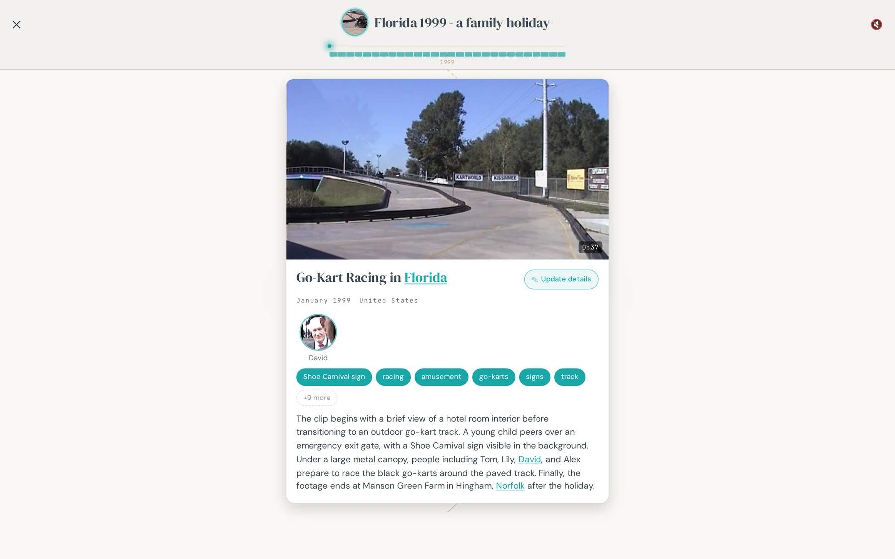 Go-Kart Racing in Florida — Atlas clip detail with people, places and a written description